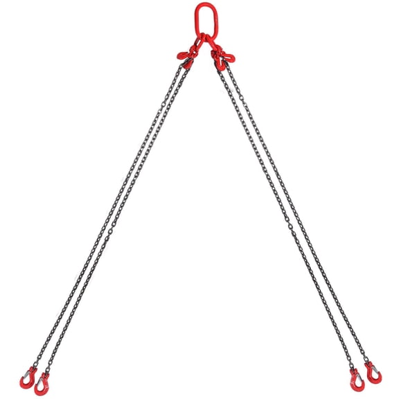G80 Engine Hoist Chain Sling 1/4 Inch x 5 Ft 6600 Lbs 3 Ton Lifting Chain with 4 Leg Grab Hooks and Adjusters