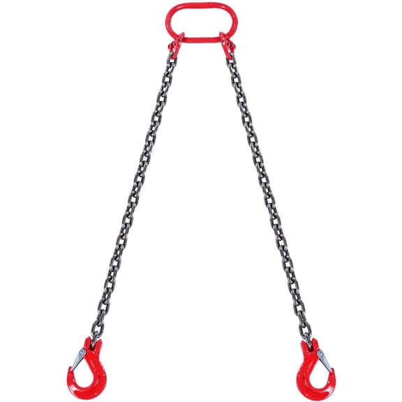 G80 Engine Hoist Lifting Chain Sling 5/16 Inch x 5 Feet 2 Leg Grab Hooks 6600 lbs 3 Ton Capacity