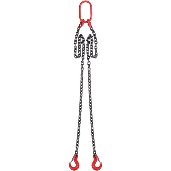G80 Engine Hoist Lifting Chain Sling 5/16 x 5 ft 6600 lbs 3 Ton Capacity with 2 Leg Grab Hooks