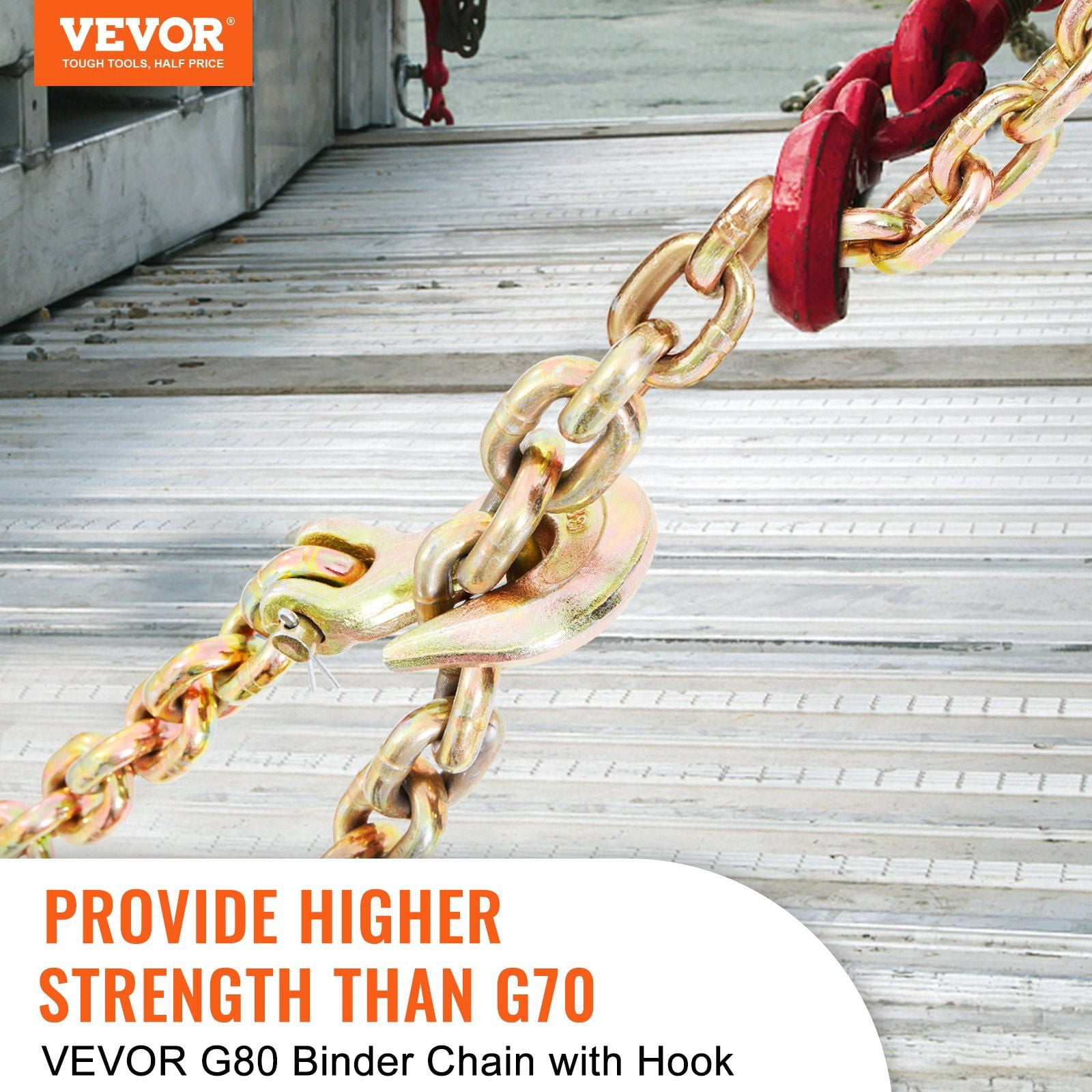 Heavy Duty Binder Chain with Clevis Grab Hooks G80 Tow Chain