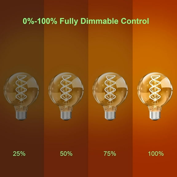 G80 Vintage Edison Light Bulbs Dimmable 4W (40W Equivalent) Led Filament Bulbs Warm 2200K CRI80+ E26 25000hours Decorative Globe Amber Glass Light Bulbs for Home Yard Restaurant(4PCS)