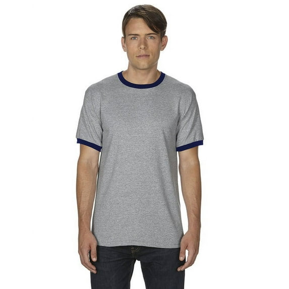 G860 Gildan Adult Ringer T-Shirt Sport Grey/Navy S