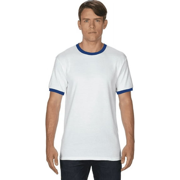 G860 Gildan Adult Ringer T-Shirt White/Royal 2XL