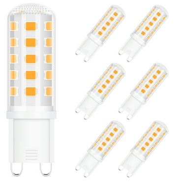 G9 Chandelier Light LED Bulb 4W, 40W T4 G9 Halogen Equivalent, 3000K G9 Bi Pin Base Non-Dimmable 360 Beam Angle 120V 450LM, 6-Pack