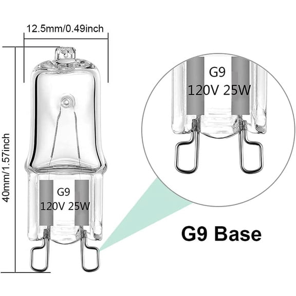G9 Halogen Light Bulb 25W for Whirlpool Microwave Oven, Whirlpool Over The Stove Range Microwave, Replace W10709921 (4 Pack)