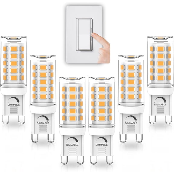 G9 LED Bulb Dimmable, 4W, 40W Halogen Equivalent, 3000K Warm White, AC 120V G9 Bi Pin Base Light Bulbs, 380LM, No Flicker, 360 Beam Angle, Pack of 6