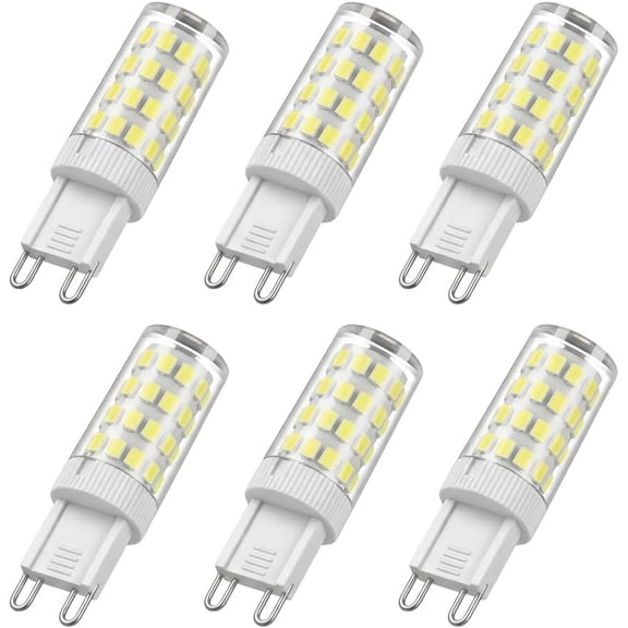 G9 LED Bulbs Cool White 5W 6000K LED Light Bulbs 50W Halogen Equivalent 600LM No Flicker Non-dimmable Energy Saving Light Bulb for Home Office Bathroom Chandelier, AC220-240V, 6 Pack