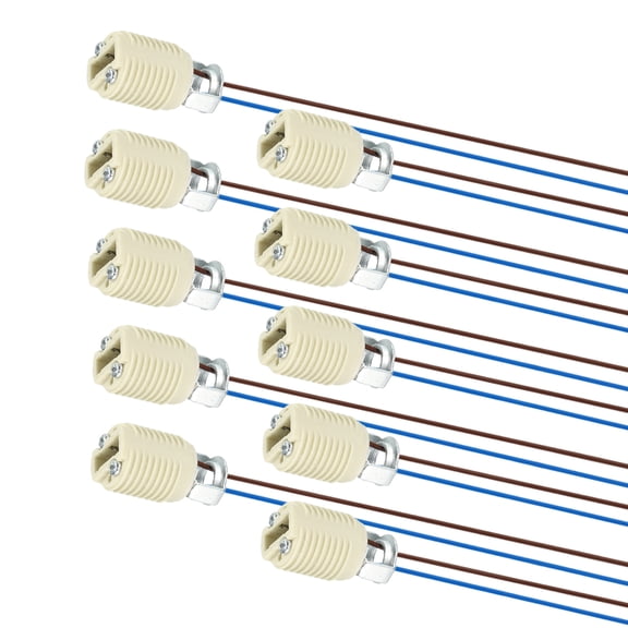 G9 Lamp Holder 10 Packs, Plug-in Light Socket with Wire 11.8" Length Heat-Resistant Maximum 250V 100W Lamp Fixture Replacement for G9 Base LED & CFL & Halogen Bulbs