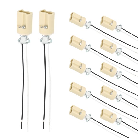 G9 Lamp Holder 12 Packs, Snap-in Light Socket Base with Wire Stand 6" L 18mm Dia, Heat-Resistant Maximum 250V 660W Lamp Fixture Replacement for LED Aging Test Bracket