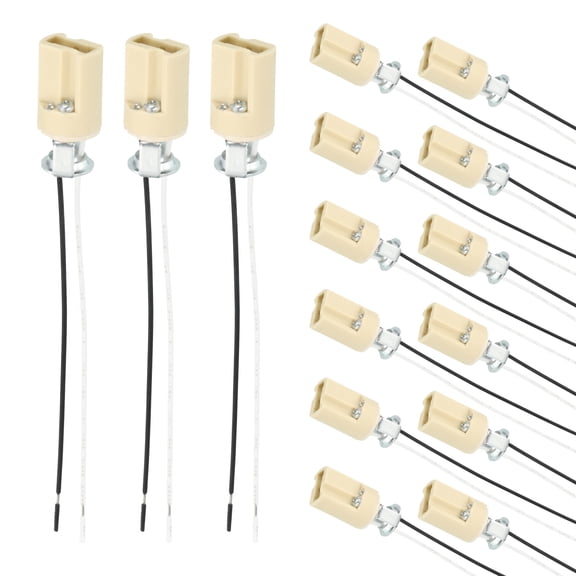 G9 Lamp Holder 15 Packs, Snap-in Light Socket Base with Wire Stand 6" L 18mm Dia, Heat-Resistant Maximum 250V 660W Fixture Replacement for LED Aging Test Bracket