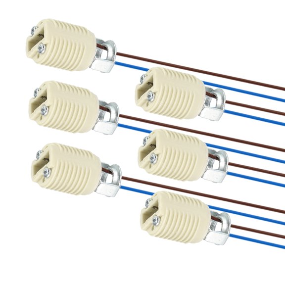 G9 Lamp Holder 6 Packs, Light Socket with Wire 11.8" Length Heat-Resistant Maximum 250V 100W Lamp Fixture Replacement for G9 Base LED & CFL & Halogen Bulbs