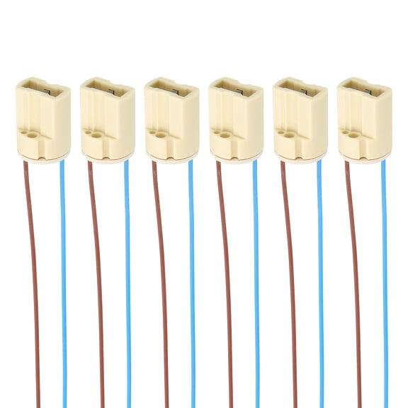 G9 Lamp Holder 6 Packs, Snap-in Light Socket Base with Wire Stand 5.9" L 18mm Dia 25mm H, Heat-Resistant Maximum 250V 660W Lamp Fixture Replacement for LED Aging Test Bracket