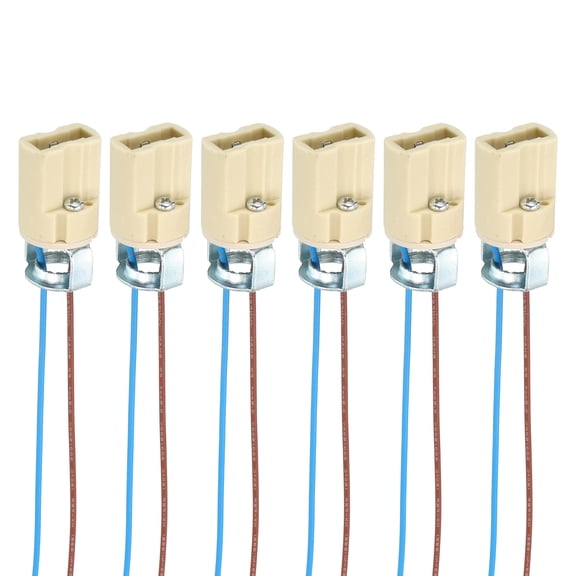 G9 Lamp Holder 6 Packs, Snap-in Light Socket Base with Wire Stand 5.9" L 18mm Dia 37mm H, Heat-Resistant Maximum 250V 660W Lamp Fixture Replacement for LED Aging Test Bracket
