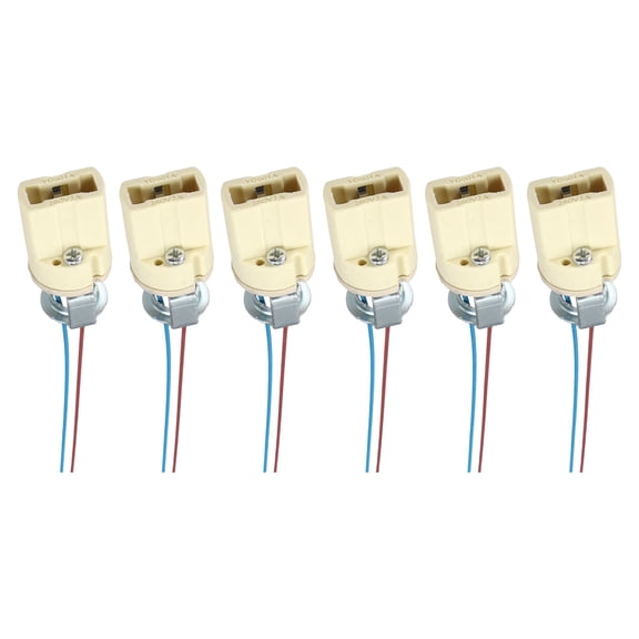G9 Lamp Sockets 6" 6PCS - Light Bulb Socket Ceramic Base with Silicone Wire Connector for Halogen & LED Bulbs Chandelier  Home DIY Light Base Fixture, Beige