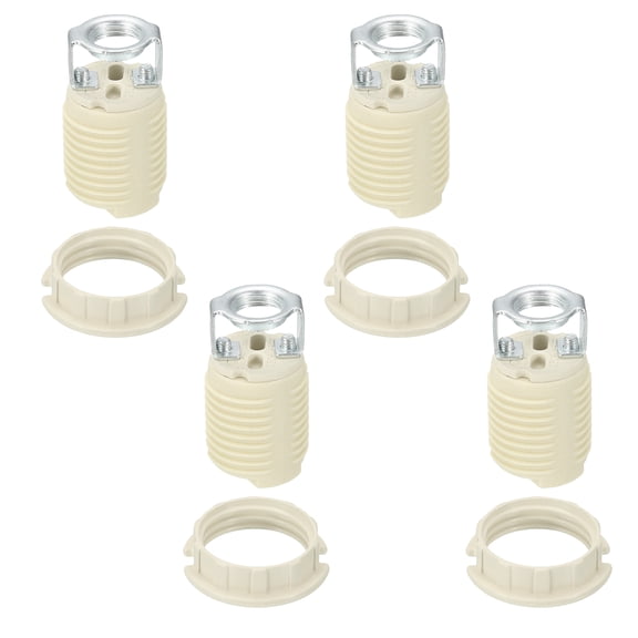 G9 Lamp Sockets Kit 4PCS - Light Bulb Socket Ceramic Base Plastic Outer Ring for G9 Halogen & LED Bulbs Chandelier Home DIY Light Base Fixture Decoration, Beige, UL Listed