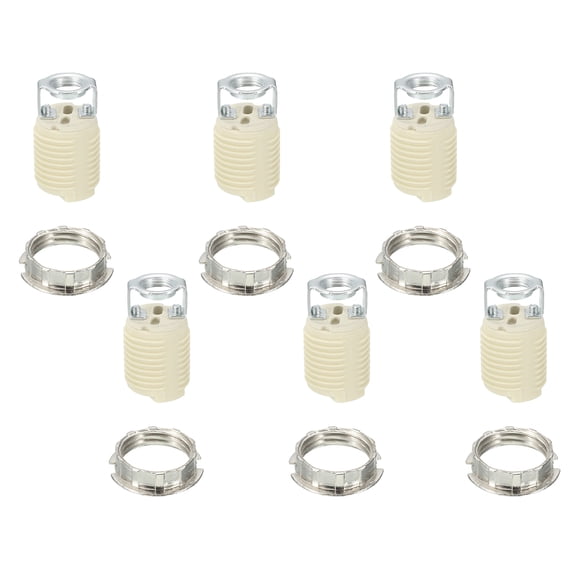 G9 Lamp Sockets Kit 6PCS - Light Bulb Socket Ceramic Base Metal Outer Ring for G9 Halogen & LED Bulbs Chandelier Home DIY Light Base Fixture Decoration, Beige, UL Listed