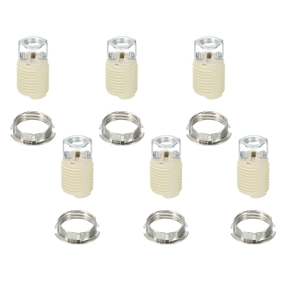 G9 Lamp Sockets Kit 6PCS - Light Bulb Socket Ceramic Base Metal Outer Ring for G9 Halogen & LED Bulbs Chandelier Home DIY Light Base Fixture Decoration, Beige