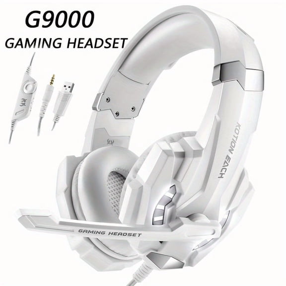 G9000 Gaming Headset Compatible for PS5/PS4/Xbox One/Switch/PC with Noise Cancelling Mic, Surround Sound Headphones, Soft Memory Earmuffs & LED - Plug & Play Computer Game Headphones