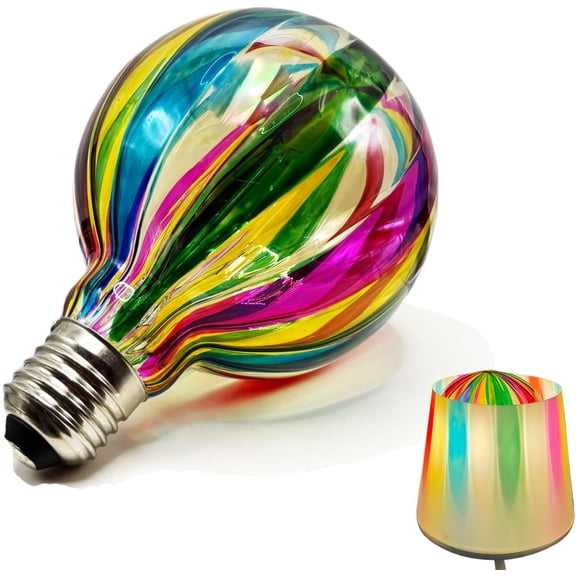 G95 Glass LED Light Bulb,E26 Base Warm Light 6 Watts,Rainbow Lamp Bulbs