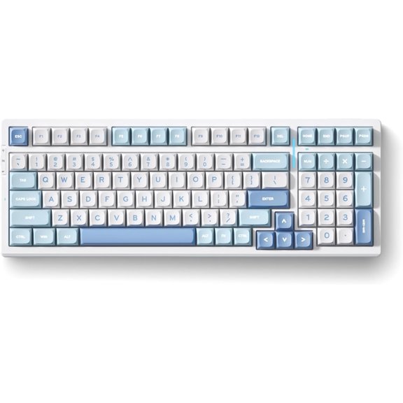 G98 PRO  Gaming Keyboard, Tri-Mode Connection Mechanical Keyboard, Hot Swappable Custom Gasket Structure, Pre-lubed Linear Switches, Double Shot PBT Keycaps, RGB LED Backlit, Blue&White