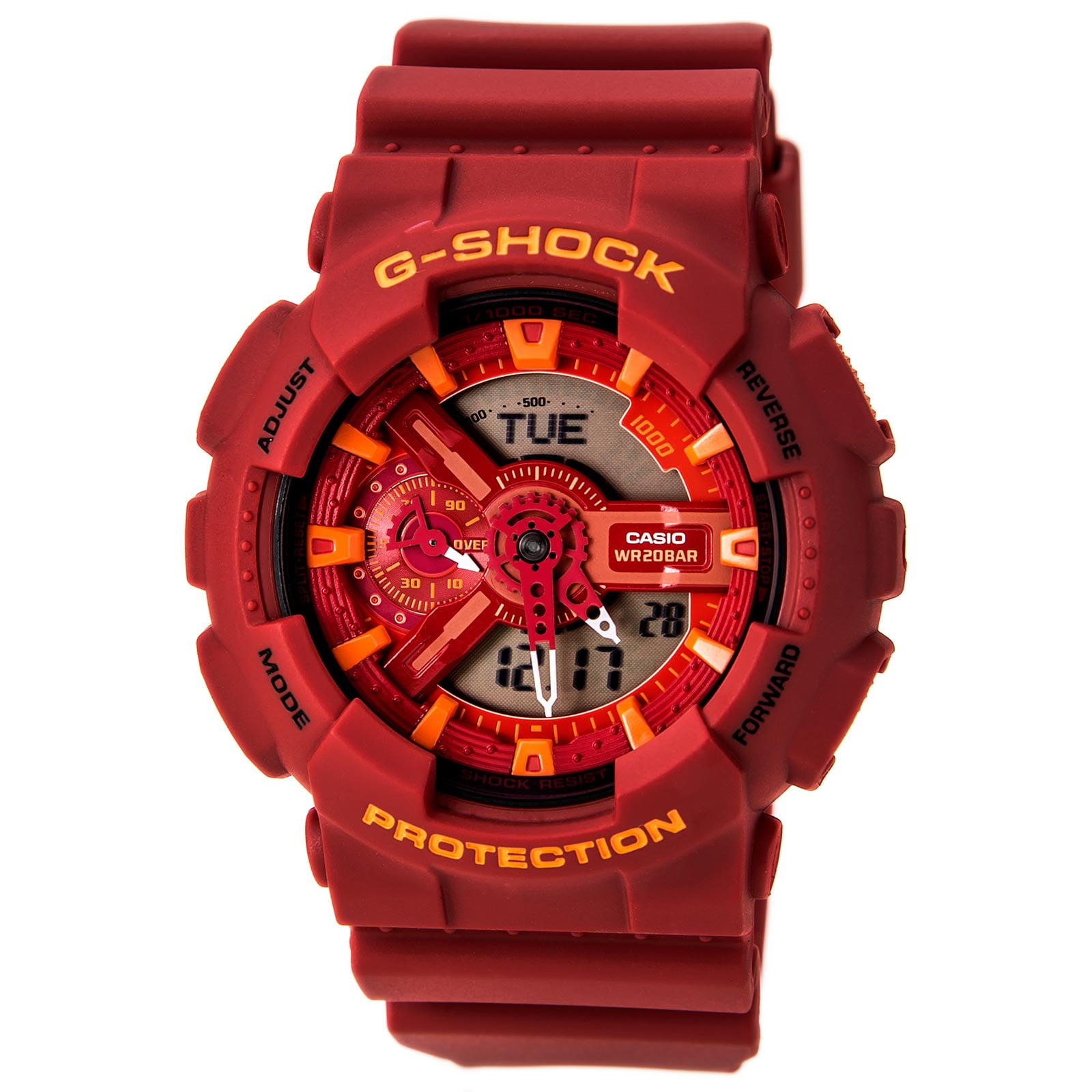 GA-110AC-4ACR G-Shock Mens Analog-Digital Red Resin Strap Watch