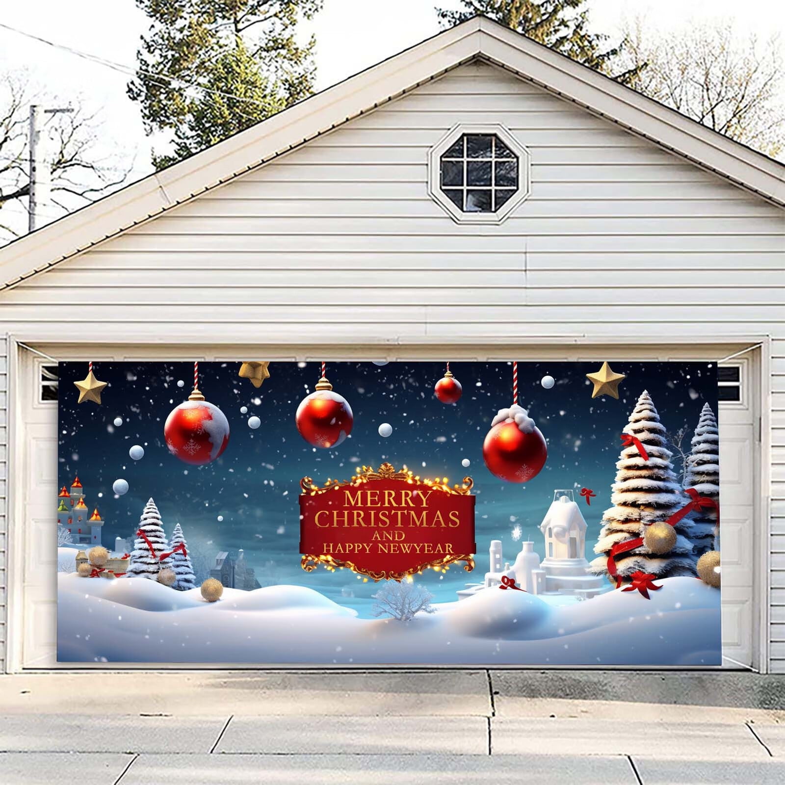 GA Christmas Tree Garage Door Decoration Christmas Garage Door Banner
