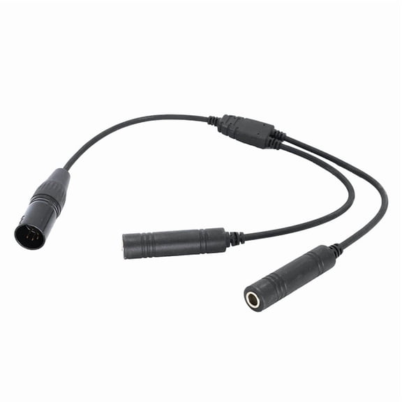 GA Dual Plugs to 5 Pin XLR Adapter Black Aviation Headphone Cable Universal for Communication