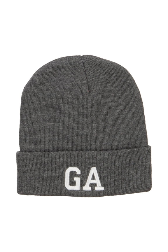 GA Georgia State Embroidered Cuff Beanie - Dk Grey OSFM