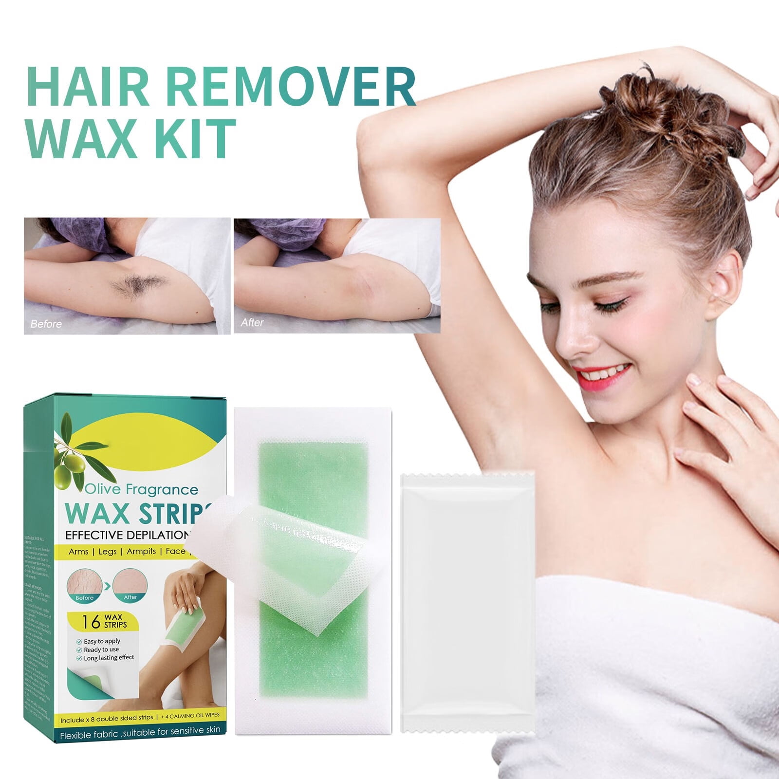 GA Hair Removal Wax Strips Hair Removal Kit for Men and Women with 16