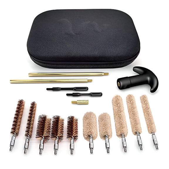 RIVONO Universal Gun Cleaning Kit, Compact 9mm Pistol Cleaner with Metal Brushes, Travel Size