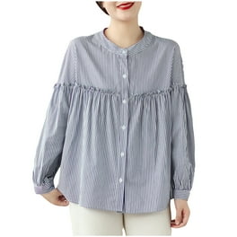 ZIYIXIN Stripe Long Sleeve Shirts for Women Button Tops with