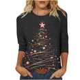 thumbnail image 1 of GA WEIHUA Clearance,3/4 Length Sleeve Womens Tops Round Neck Casual Tunic Tops Basic Christmas Shirts Loose Fit Xmas Tree Tee Tops(Black,X-Large), 1 of 5