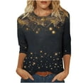 thumbnail image 1 of GA WEIHUA Clearance,3/4 Sleeve Tops for Women Trendy Crewneck Shirts Ladies Button Blouses Basic Graphic Sparkle Tees Loose Sequin Blouse Trendy Clothes(Black,Shirts L), 1 of 5