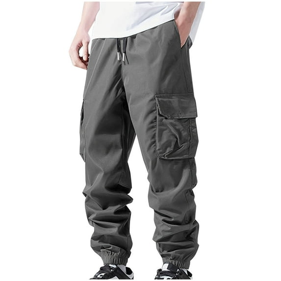 GA WEIHUA Clearance,Baggy Cargo Pants for Men Trendy Casual Parachute Pant Loose Fit Harem Joggers Elastic Drawstring Trouser with Pockets(Gray,M)