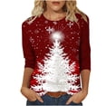 thumbnail image 1 of GA WEIHUA Clearance Sale,Women's Slim-Fit 3/4 Sleeve Crew Neck T-Shirt Christmas Tops Cute Xmas Tree Vintage Tees Merry Christmas Shirts(Red,5X-Large), 1 of 5