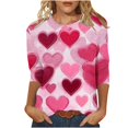 thumbnail image 1 of GA WEIHUA Clearance Deals,Fashion Valentines Day Tops Shirts for Women Love Heart Print Tees Plus Size Blouse Valentine's Day Soft Outfits(Hot Pink,XL), 1 of 5