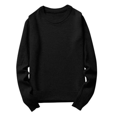 GA WEIHUA Clearance Deals! Men's Crewneck Sweater Loose Fit Lightweight long Sleeve Knitted Pullover Sweaters Casual Dress Pullover Sweatshirt Tops(Black,XXL)
