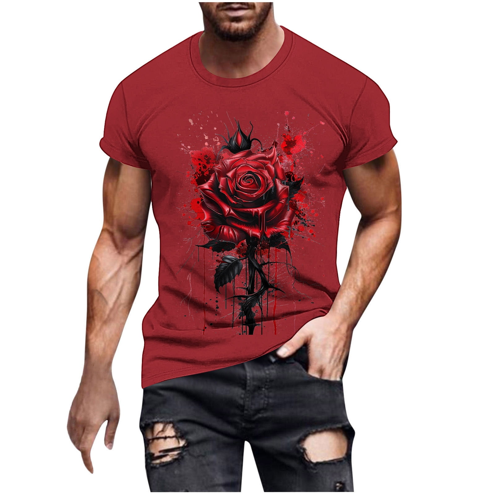 GA WEIHUA Clearance Deals,Men's Novelty T-Shirts 3D Graphic