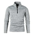 thumbnail image 1 of GA WEIHUA Clearance Deals,Men's Quarter Zip Pullover Long Sleeve Fleece Lined Sweatshirt Winter Outdoor Warm Golf Sweater Lightweight Mock Neck Sweatshirts(Gray,L), 1 of 5