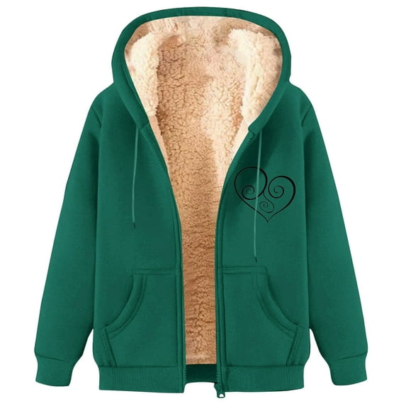 GA WEIHUA Clearance Deals,Sherpa Lined Hoodie for Men Thermal Jacket Winter Warm Heavy Weight Zip Up Hooded Sweatshirt Thick Fleece Coats(Green,M)