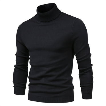 GA WEIHUA Clearance Deals! Turtleneck Sweaters for Men Slim Fit Long Sleeve Sweater Solid Color Stretch Soft Pullover Tops Shirts(Black,M)