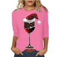 thumbnail image 1 of GA WEIHUA Clearance Deals,Womens Vintage Christmas Shirts Wine Glass Graphic Tee Tops 2024 Casual Crewneck 3/4 Sleeve Tops Tees Blouses oversized tshirts for women(Pink,X-Large), 1 of 4