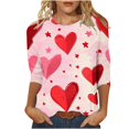 thumbnail image 1 of GA WEIHUA Clearance,Fashion Valentines Day Tops Shirts for Women Love Heart Print Tees Plus Size Blouse Valentine's Day Soft Outfits(Pink,M), 1 of 5