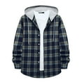 thumbnail image 1 of GA WEIHUA Clearance,Men's Flannel Hoodie Shirts Casual Long Sleeve Plaid Jacket Classic Fit Button Down Fall Fashion Shirt(Blue,XL), 1 of 9