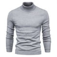 thumbnail image 1 of GA WEIHUA Clearance! Mens Knitted Turtleneck Sweater Side Ribbed Slim Fit Pullover Long Sleeve Turtle Neck Sweaters Thermal Casual High Neck Pullovers Shirt(Gray,L), 1 of 5