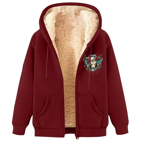 GA WEIHUA Clearance,Mens Zip Up Hoodies Sherpa Lined Fleece Thermal Jacket Full Zip Winter Warm Casual Thick Coats Jacket with Pockets(Wine,XXL)