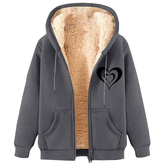 GA WEIHUA Clearance Sale,Fleece Coats for Men Casual Winter Warm Sherpa Lined Zip Up Hooded Sweatshirt Jacket Coat(Gray,XXXL)