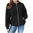 thumbnail image 1 of GA WEIHUA Clearance Sale,Girls Zip Up Waffle Hoodies Casual Loose Long Sleeve Sweatshirt Comfortable Lightweight Jacket Hooded Kids Child Full Zipper Coat with Pockets(Black,5 Years), 1 of 6