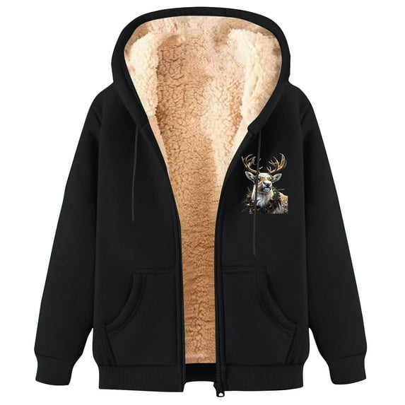 GA WEIHUA Clearance Sale,Men Zip Up Hoodies Sherpa Lined Fleece Thermal Jackets Full Zipper Winter Warm Casual Thick Coats Jacket Pockets(Black,XXL)