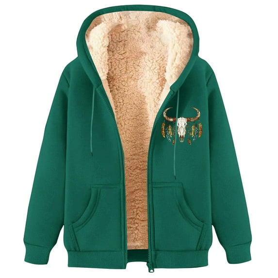 GA WEIHUA Clearance Sale,Mens Casual Sherpa-Lined Fleece Hoodies Full Zip Up Cozy Hooded Sweatshirt Jacket with Pockets(Green,XXXL)